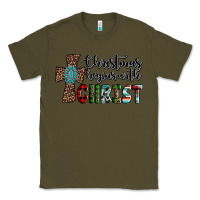 Army Green christmas begins with christ Classic Tee - AdoDesignShop