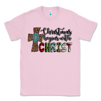 Bubblegum Pink christmas begins with christ Classic Tee - AdoDesignShop