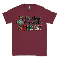 Burgundy christmas begins with christ Classic Tee - AdoDesignShop