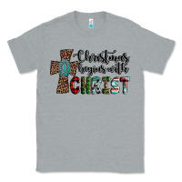 Heather Grey christmas begins with christ Classic Tee - AdoDesignShop