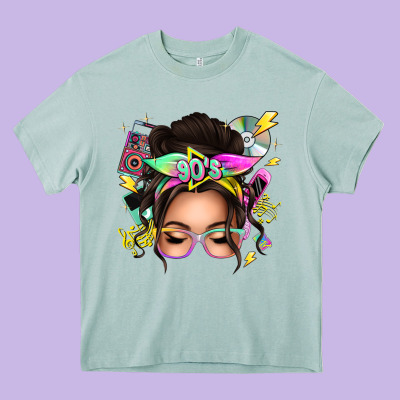 90s Messy Bun Heavy Core Tee Designed By Texasbilliewilder