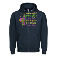 Navy mardi gras parades beads french quarter beignets k Zipper Hoodie - MaliasSmallBusiness