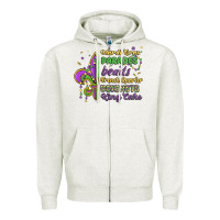 Oatmeal Heather mardi gras parades beads french quarter beignets k Zipper Hoodie - MaliasSmallBusiness