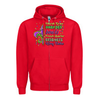 Red mardi gras parades beads french quarter beignets k Zipper Hoodie - MaliasSmallBusiness