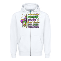 White mardi gras parades beads french quarter beignets k Zipper Hoodie - MaliasSmallBusiness