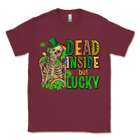 Burgundy dead inside but lucky  with skeleton Classic Tee - AdoDesignShop