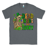 Charcoal Heather dead inside but lucky  with skeleton Classic Tee - AdoDesignShop