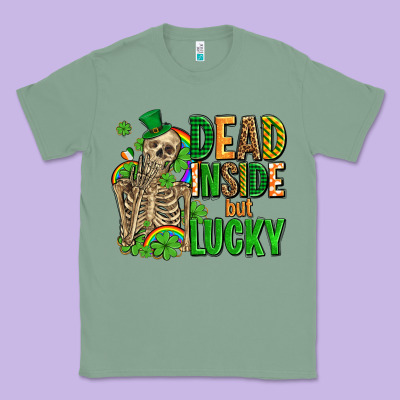 Dead Inside But Lucky  With Skeleton Classic Tee Designed By Adodesignshop