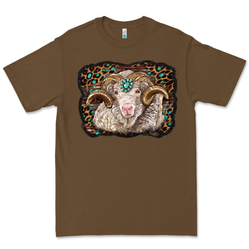 Merino Ram With Leopard Background Premium Tee by BarkalooDesign | Teevron