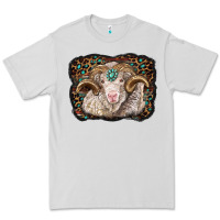Dove Grey merino ram with leopard background Premium Tee - BarkalooDesign