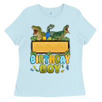 Baby Blue customized dinosaur birthday boy Ladies Tee - MaliasSmallBusiness