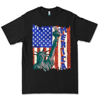Black usa flag with statue of liberty Premium Tee - texasbilliewilder
