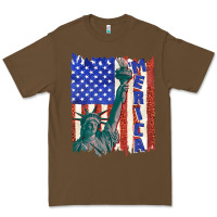 Cacao usa flag with statue of liberty Premium Tee - texasbilliewilder