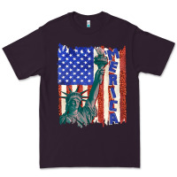 Plum usa flag with statue of liberty Premium Tee - texasbilliewilder