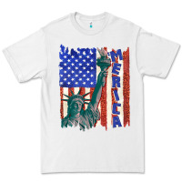 White usa flag with statue of liberty Premium Tee - texasbilliewilder