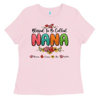 Bubblegum Pink blessed to be called nana Ladies Tee - MaliasSmallBusiness