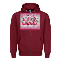 Burgundy valentine's day gnomes Zipper Hoodie - MaliasSmallBusiness