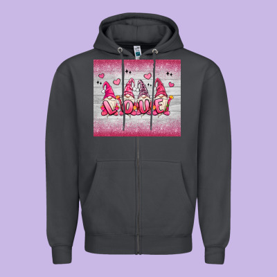 Valentine's Day Gnomes Zipper Hoodie Designed By Maliassmallbusiness
