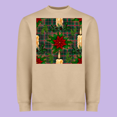 Christmas Candle And Ornaments Seamless Pattern Heavyweight Sweatshirt Designed By Bundleandbundleshop
