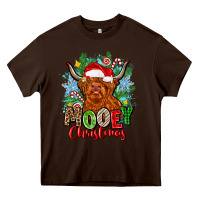 Chocolate Brown mooey christmas Heavy Core Tee - Zillion Design Studio
