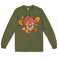 Army Green valentines day orange cow Long Sleeve Tee - Jasminsmagicworld