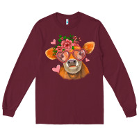 Burgundy valentines day orange cow Long Sleeve Tee - Jasminsmagicworld