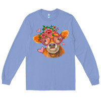 Colony Blue valentines day orange cow Long Sleeve Tee - Jasminsmagicworld