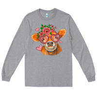 Heather Grey valentines day orange cow Long Sleeve Tee - Jasminsmagicworld