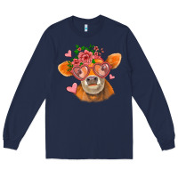 Navy valentines day orange cow Long Sleeve Tee - Jasminsmagicworld