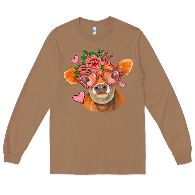 Valentines Day Orange Cow Long Sleeve Tee by Jasminsmagicworld | Teevron