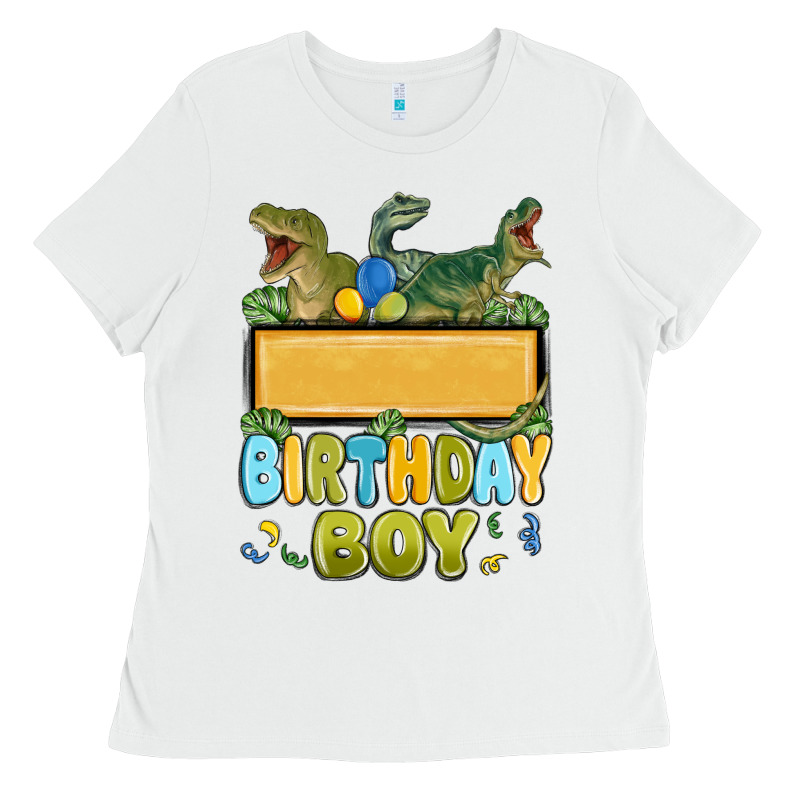 Customized Dinosaur Birthday Boy Ladies Tee by MaliasSmallBusiness | Teevron
