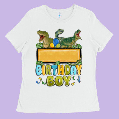Ladies Tee customized dinosaur birthday boy