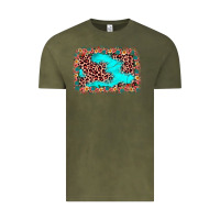 Vintage Olive easter Leopard turquoise background Vintage Tee - JahusDesignShop