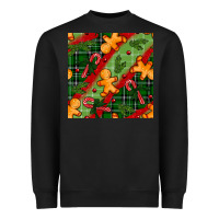 Black christmas gingerbread man and candy cane seamless pattern Heavyweight Sweatshirt - BundleAndBundleShop