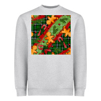 Heather Grey christmas gingerbread man and candy cane seamless pattern Heavyweight Sweatshirt - BundleAndBundleShop