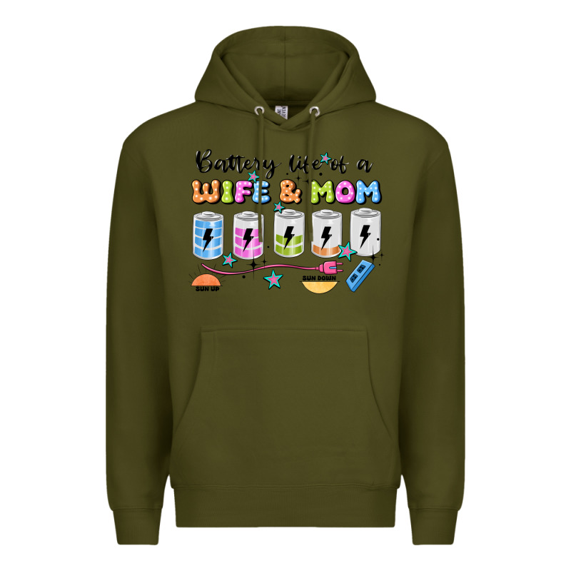 Battery Life Of A Wife & Mom Premium Hoodie by JahusDesignShop | Teevron