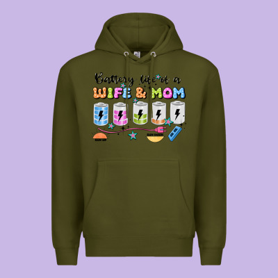 Battery Life Of A Wife & Mom Premium Hoodie Designed By Jahusdesignshop