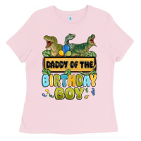 Bubblegum Pink daddy of the birthday boy Ladies Tee - MaliasSmallBusiness