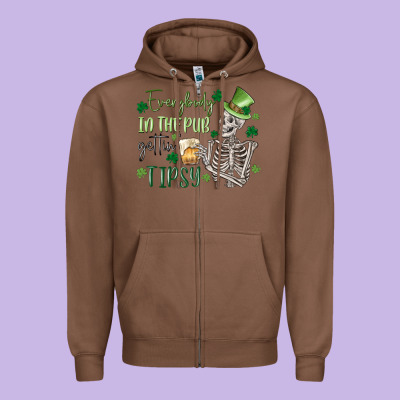 Everybody In The Pub Gettin' Tipsy Zipper Hoodie Designed By Maliassmallbusiness