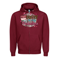 Burgundy coffee is my valentine Zipper Hoodie - MaliasSmallBusiness