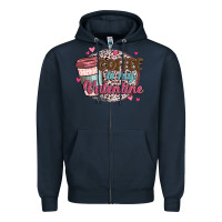 Navy coffee is my valentine Zipper Hoodie - MaliasSmallBusiness