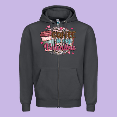 Coffee Is My Valentine Zipper Hoodie Designed By Maliassmallbusiness