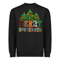Black merry christmas with christmas trees Heavyweight Sweatshirt - AdoDesignShop