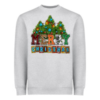 Heather Grey merry christmas with christmas trees Heavyweight Sweatshirt - AdoDesignShop