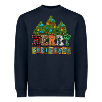 Navy merry christmas with christmas trees Heavyweight Sweatshirt - AdoDesignShop