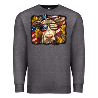 Charcoal Heather Western 4th Of July Cow Background Premium Sweatshirt - LillyAllenDesigns
