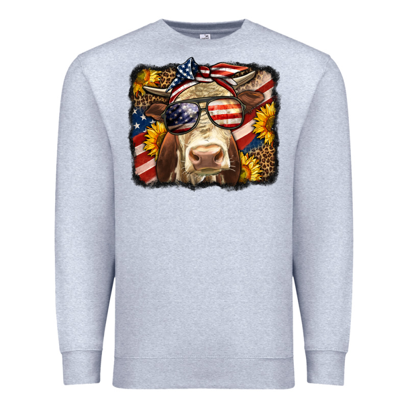 Western 4th Of July Cow Background Premium Sweatshirt by LillyAllenDesigns | Teevron