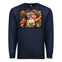 Navy Western 4th Of July Cow Background Premium Sweatshirt - LillyAllenDesigns