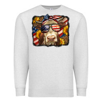 Oatmeal Heather Western 4th Of July Cow Background Premium Sweatshirt - LillyAllenDesigns