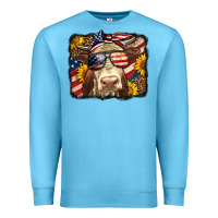 Ocean Blue Western 4th Of July Cow Background Premium Sweatshirt - LillyAllenDesigns